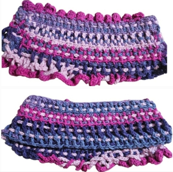 8-way Crochet Scarf Chuncky Cupcakes Blackberry Sorbet Color Winter handmade - Picture 14 of 17